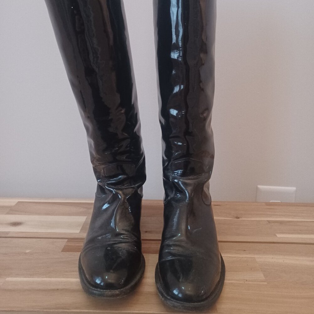Fendi Black Patent Leather Boots - Size 36.5